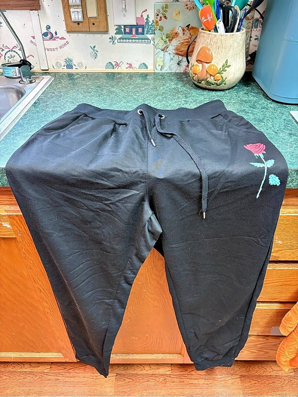 Black Embroidered Jogger Pants
